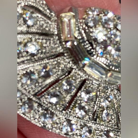 Elegant Silver Hat Pin Brooch Rhinestones Baguettes Vintage - Picture 10 of 10